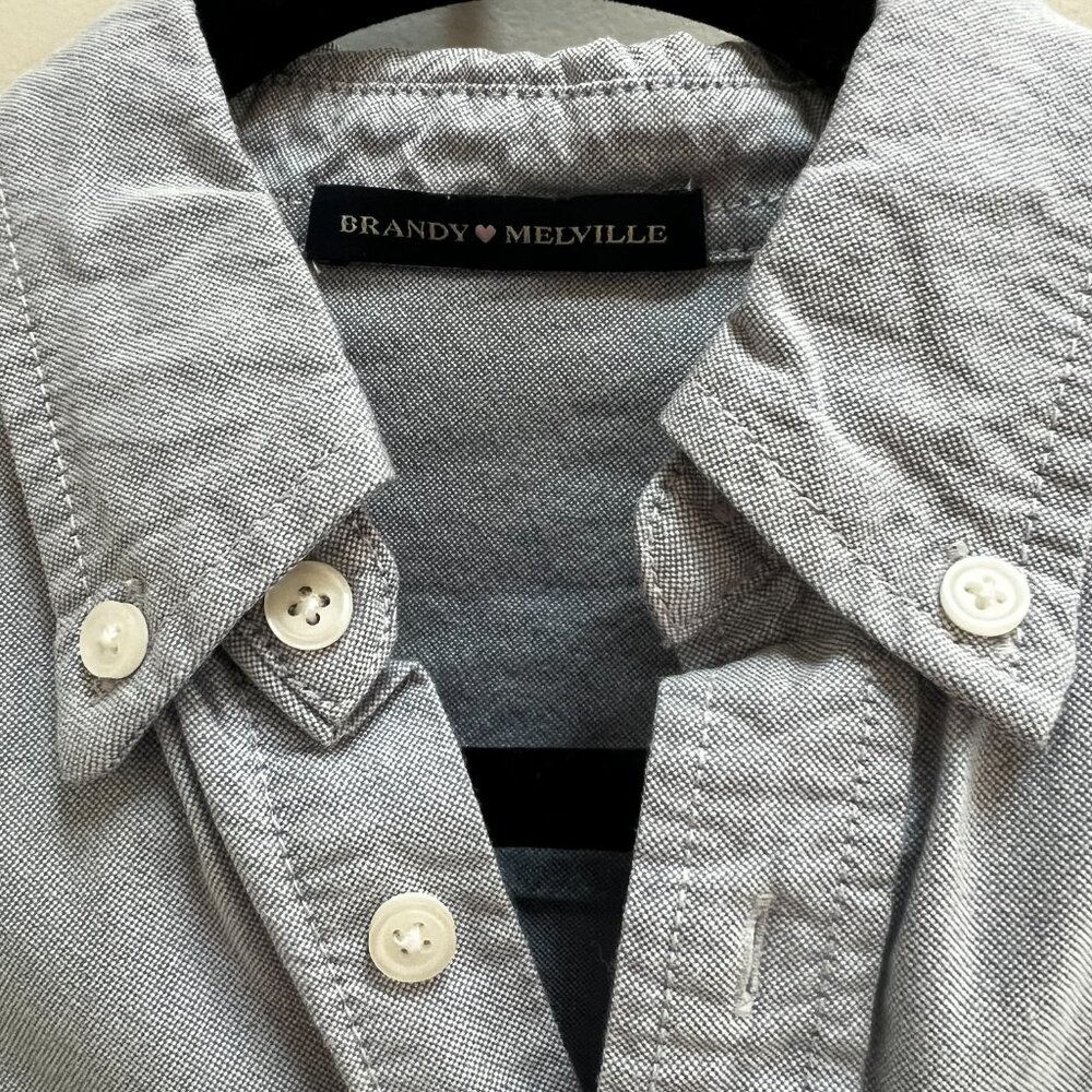 Brandy Melville Blue Button Down Oxford Shirt 100% cotton - Picture 3 of 5